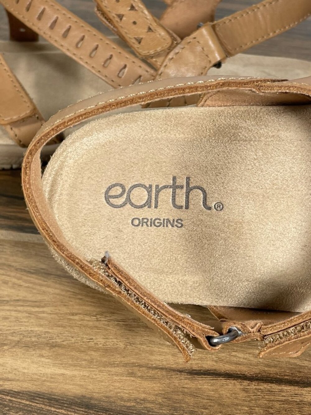 Earth Origins Serenta Shoes Womens 10 Wide Medium Brown Leather Strappy Sandal - Picture 10 of 12